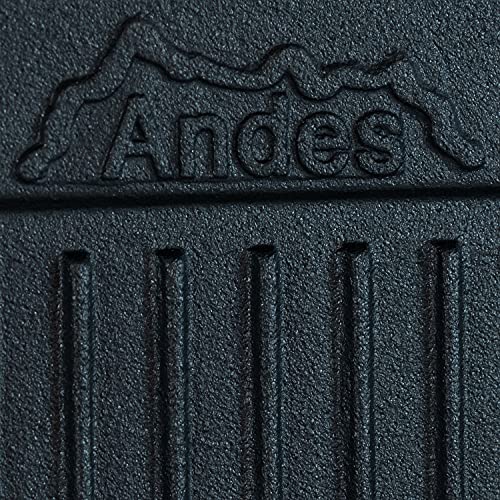 Andes Double Sided Cast Iron Griddle Plate with Handles, Ribbed Grill Pan/BBQ Skillet for Camping, 50 x 23cm