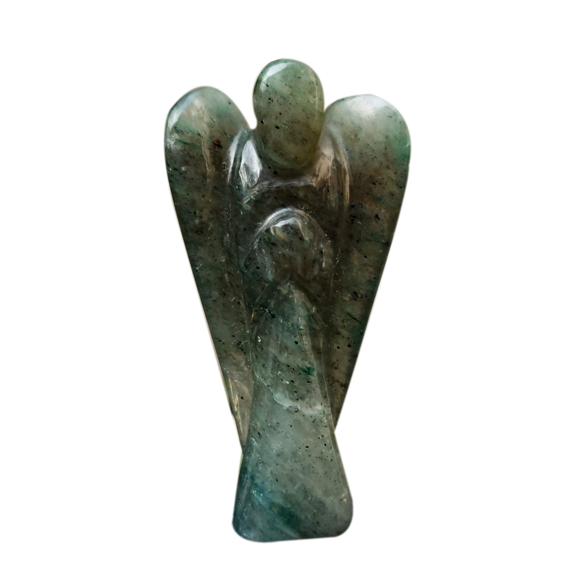 Wonder Care Pocket Guardian Angel Green Aventurine Crystal Natural Gemstone Reiki Healing Energy Carved Statue Figurines (1.5"-2.0") (pack of 2)