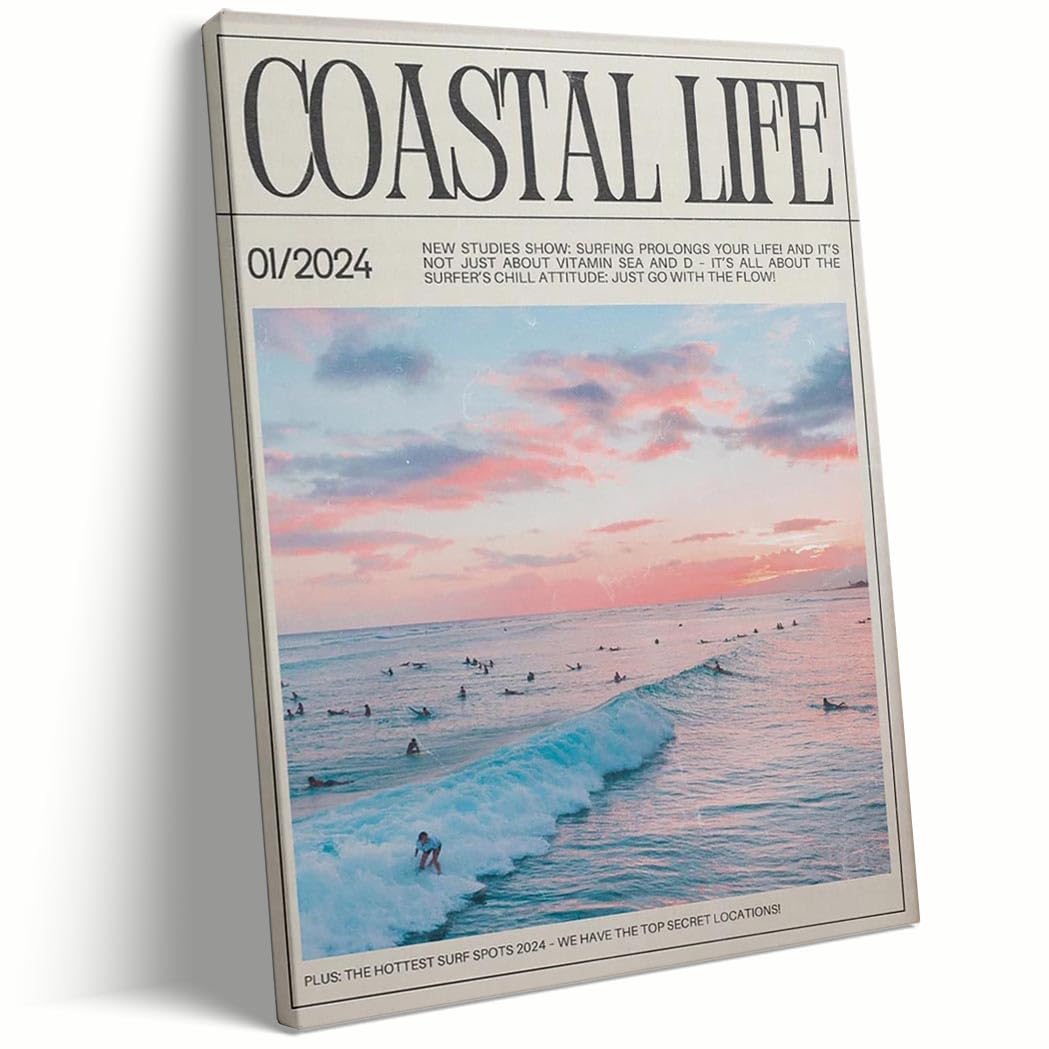 Generic Coastal Life Summer Holiday Poster Cowgirls Are Taking Over-or Why The Cool Girls Are Trading Ranch Life Canvas Wall Art Fora Summer of Chill Surf and Sun on Cali's Coast 12x16in Frame