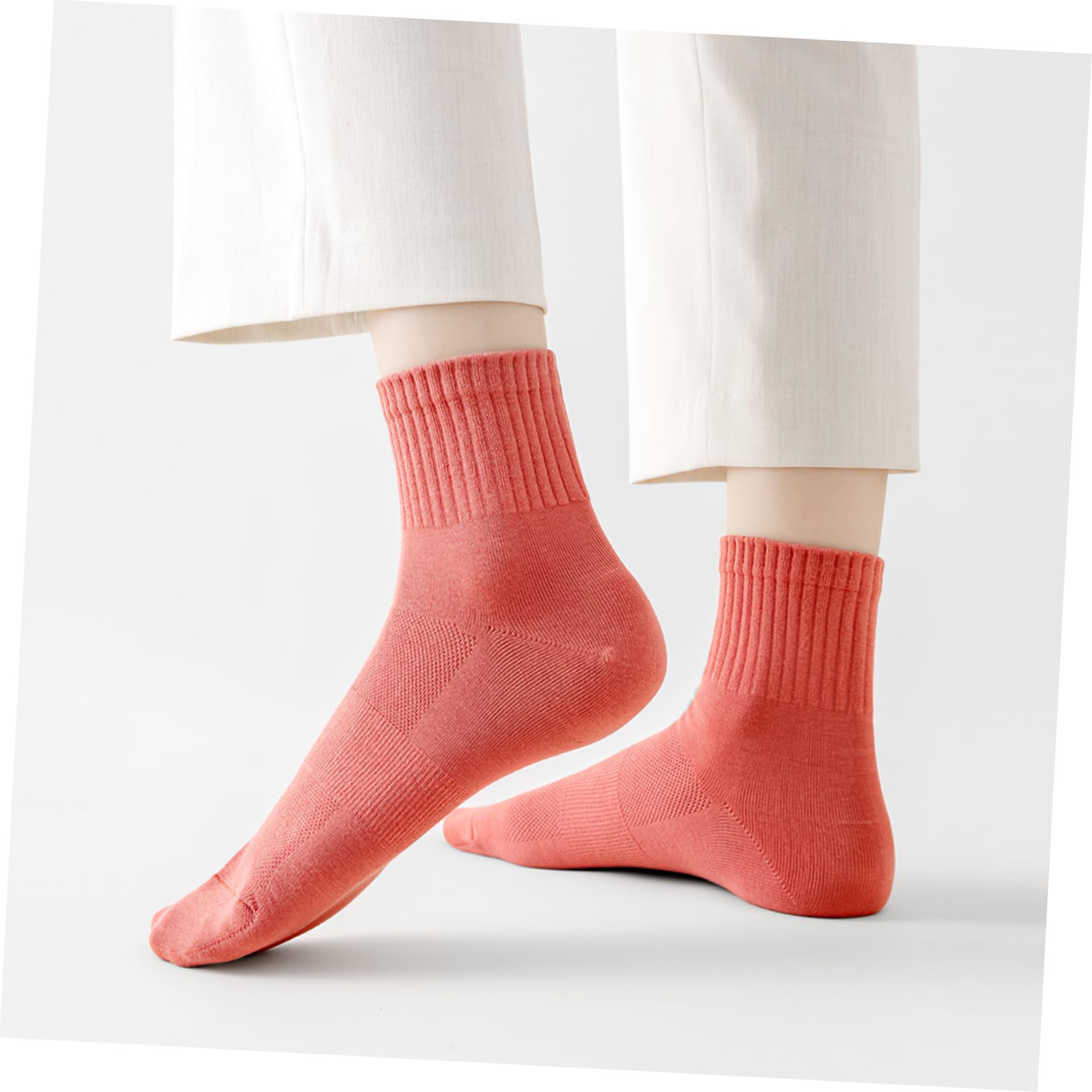 POPETPOP 10 pares Calcetines de Algodón para Mujer Unisex Transpirables y Absorbentes Medias Altas Tobillo Suaves y Elásticos para Diario y Deportivo
