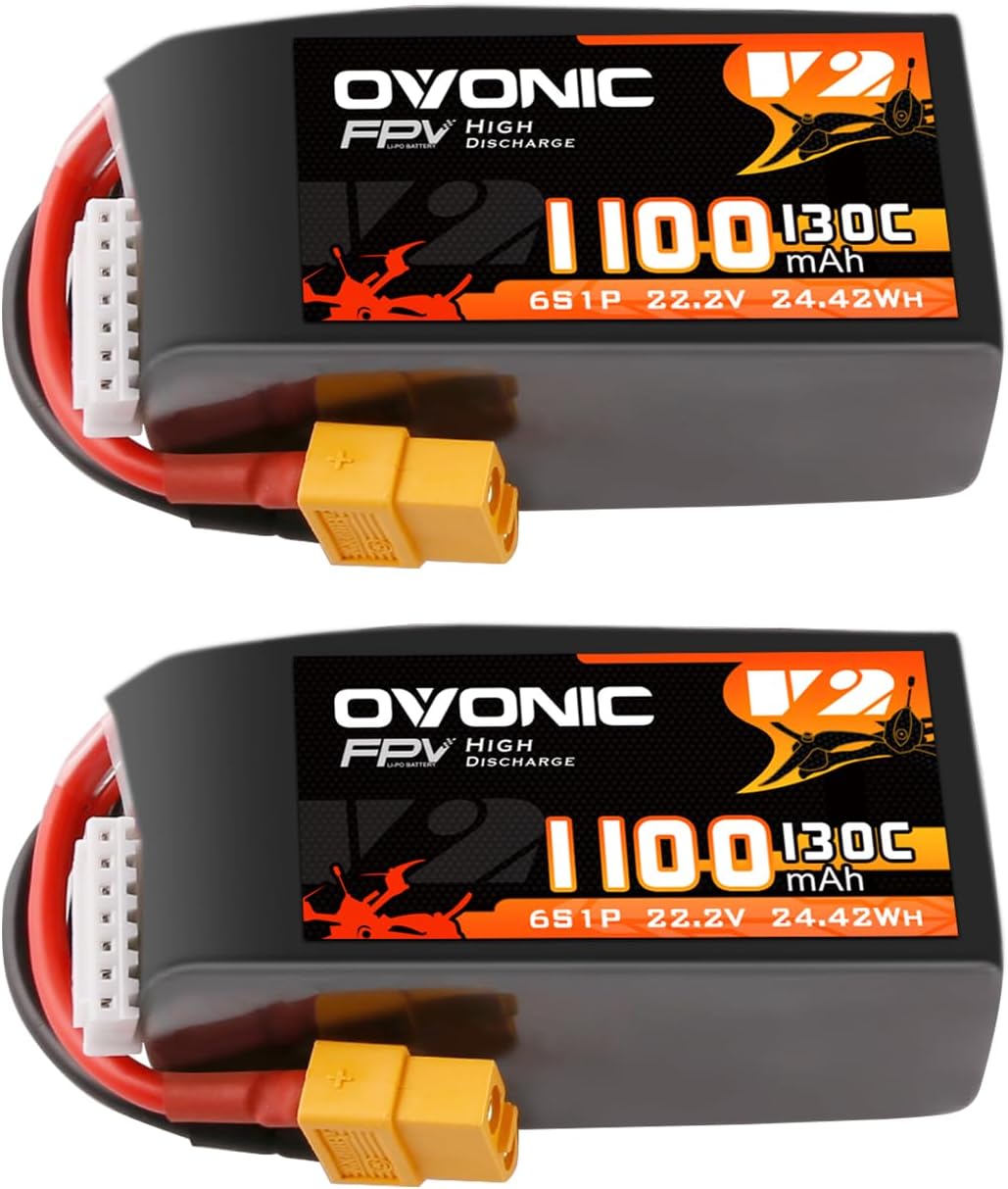 OVONIC 130C 6S 1100mah Lipo Battery 22.2V Pack with XT60 Plug for FPV Racing