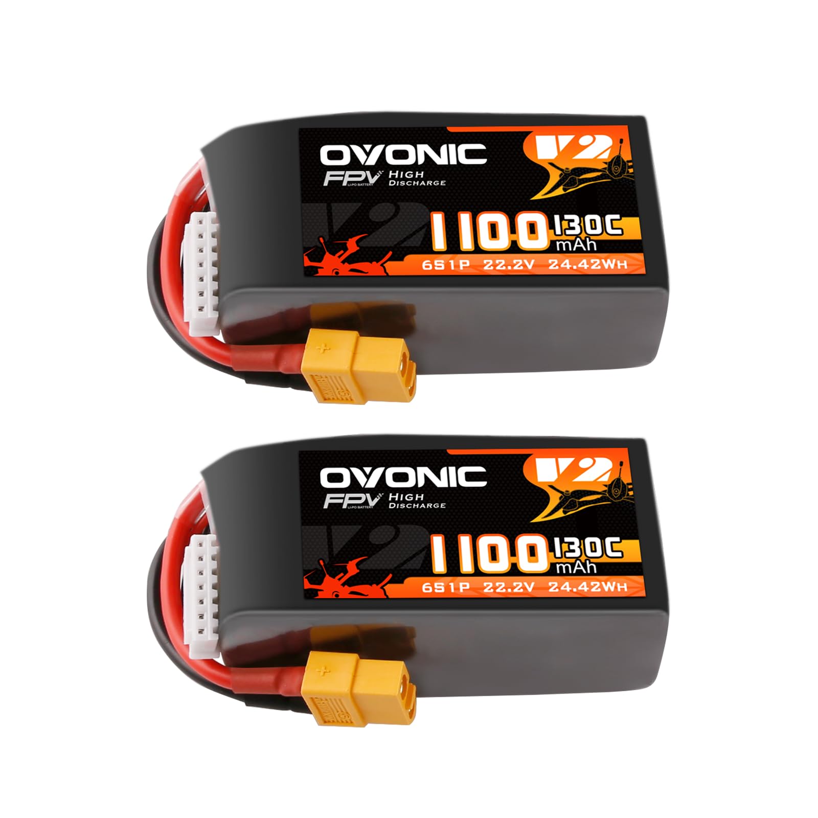 OVONIC 130C 6S 1100mah Lipo Battery 22.2V Pack with XT60 Plug for FPV Racing-image-34