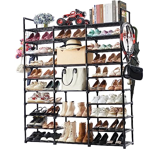 Mavivegue 10-Tier Shoe Rack, 55-65 Pairs, Black