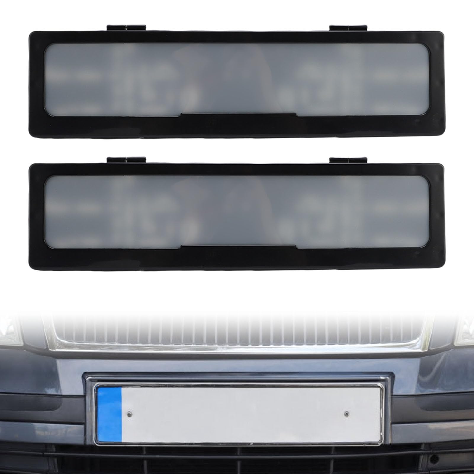 Annadue 2PCS Ramki Tablicy Rejestracyjnej, ABS Black Front Tylna Tylna Uchwyt na tablicę rejestracyjną dla Europejskiej Metody Samochodowej, Akcesoria Samochodowe