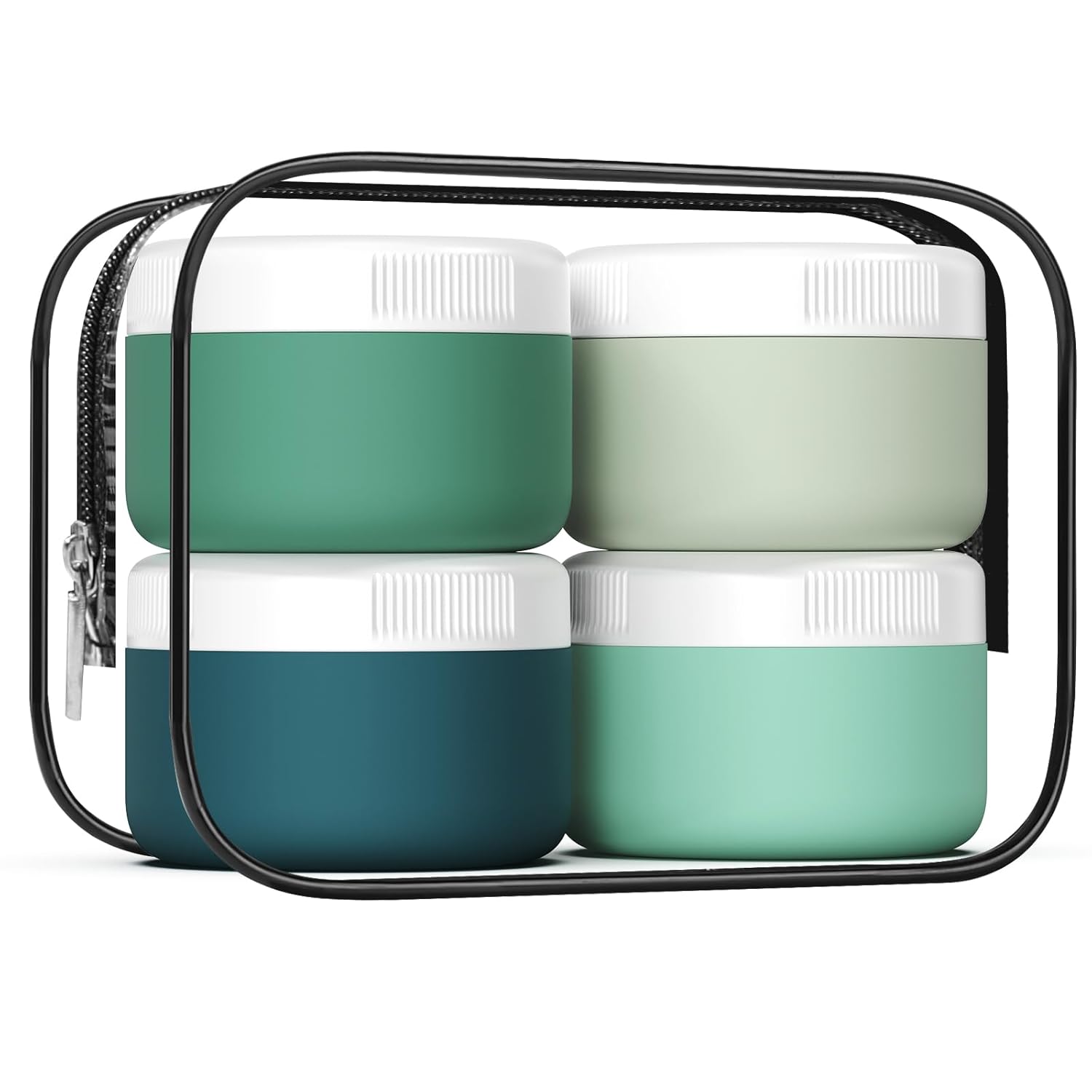 Travel Containers for Toiletries, Silicone Cream Jars BPA-Free, Leak-proof 3oz Travel Size Containers, Portable Size Silicone Jars with Lid for Cosmetic Face Hand Body Cream (4 Pack)