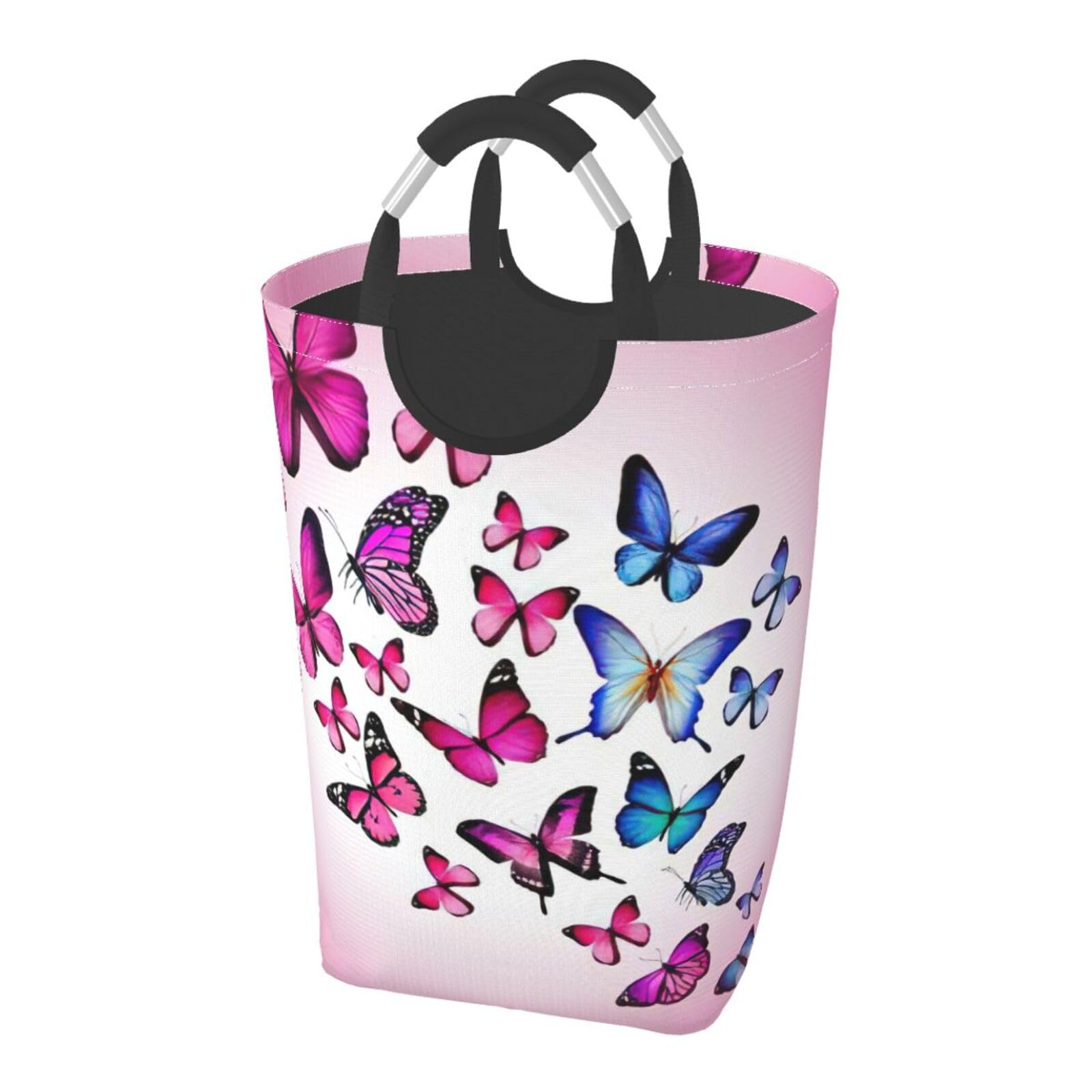 Sac à linge papillons roses pliable pour optimiser l'espace de la chambre