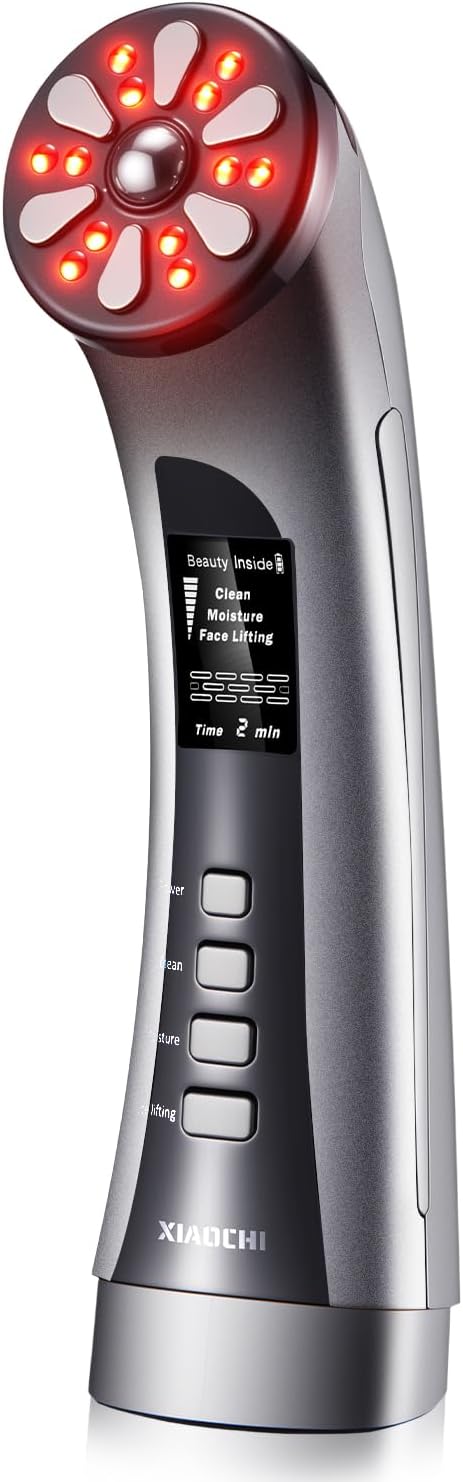 Facial Device 4 in 1 Skin Rejuvenation Tool for Face & Neck, Lifts, Tightens, Reduces Wrinkles & Puffiness - Silvery