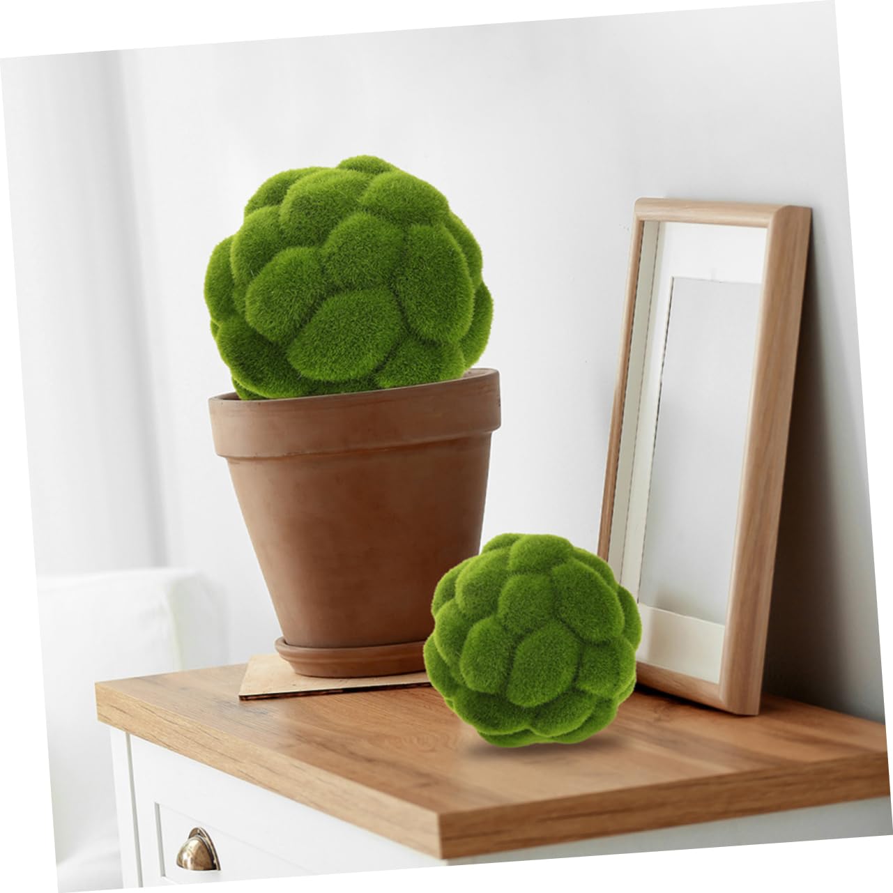 Healifty Esferas Decorativas de Musgo Artificial Verde 3 Piezas de Plástico