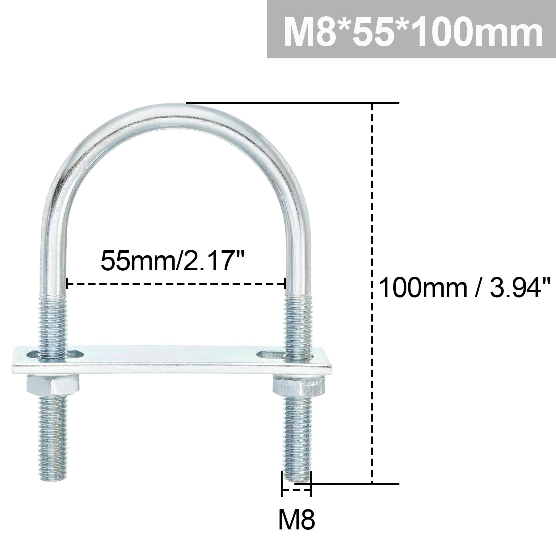 LEPEVNEY M8 Round U-Bolts, 55mm(2.17") Inner Width - Image 2