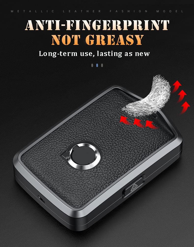 HIBEYO Alloy Leather Texture Car Key Fob Cover for Volvo XC90 XC60 XC40 S60 S90 V60 V90 Polestar 1 T5 T6 T8 2016-2023 Smart Remote Key Holder - Black