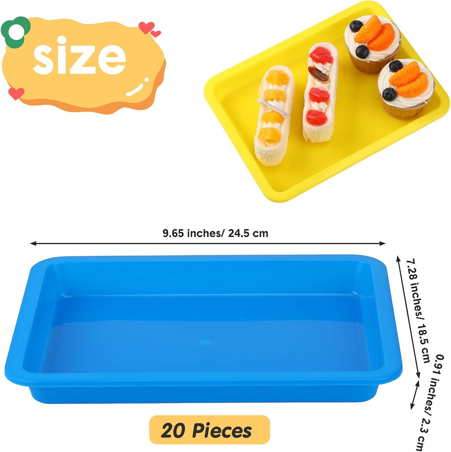 Mimorou 20 Pcs Small Plastic Art Sand Trays Multicolor Stackable Activity Sensory Tray Paint Mixing Crafts Organizer Serving Accessories for DIY Bead Painting, 9.65 x 7.28 x 0.9 Inch (5 Colors)