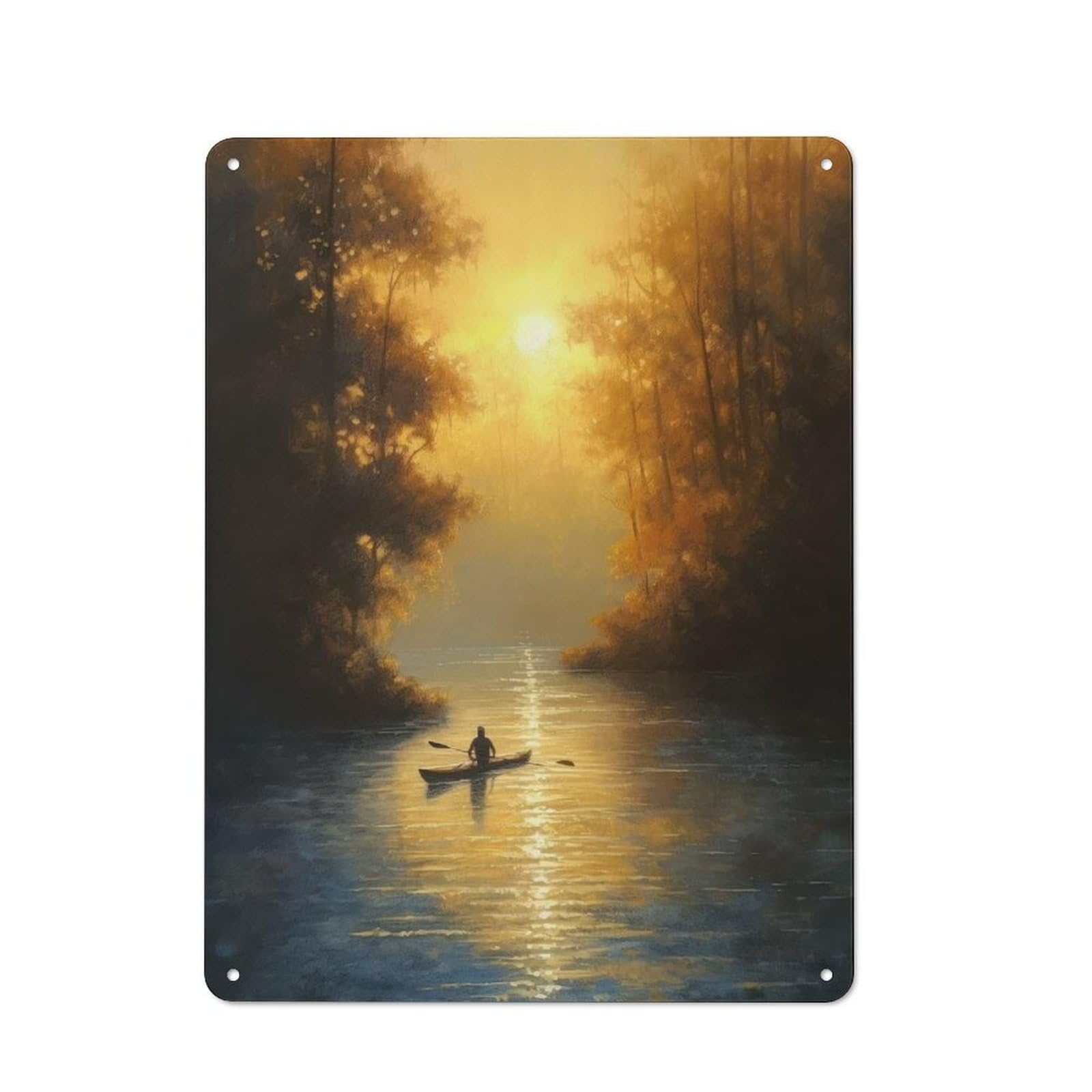 Junmoney Serene Kayak Journey Metal Plaque 40X30cm With For Garage Wall, Retro Decor, Housewarming Present For People Styling Garage