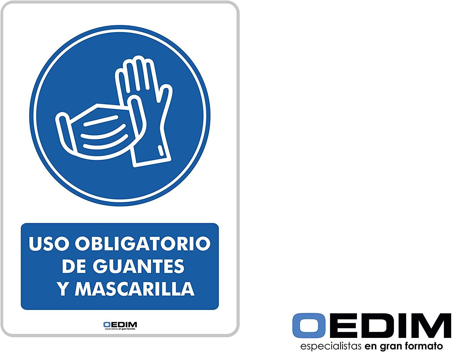 Oedim Lot de 5 panneaux d'usage obligatoire pour gants et masque Plusieurs matériaux Durable et économique