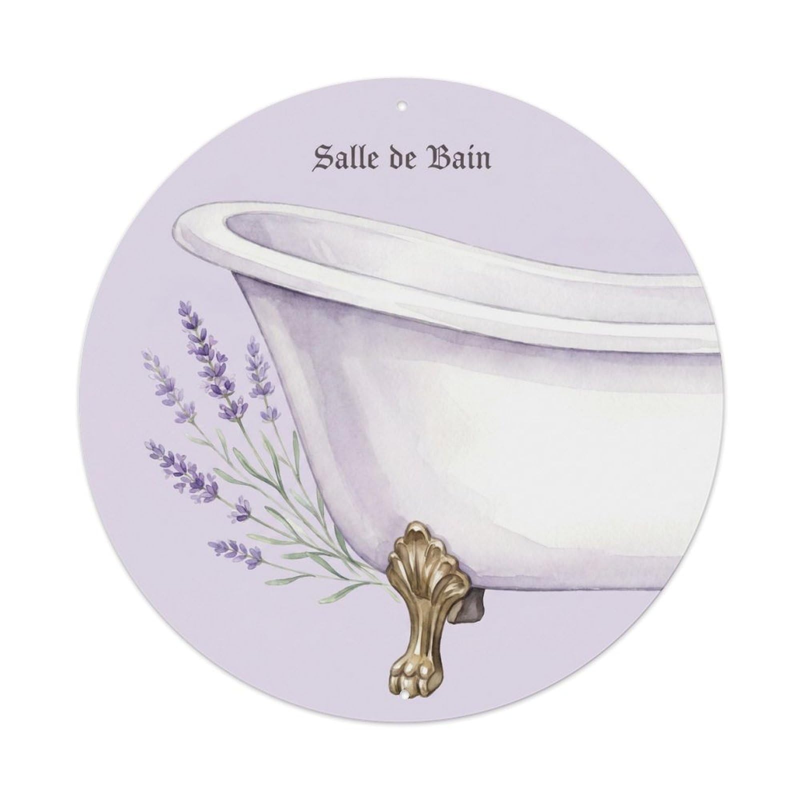 Yrnq Vintage Style Salle Lavender Vintage Bathroom Wall Vintage Metal Tin Sign Plaque Wall Decor For Cafe, Club, Garden Round Metal Poster 8X8inch