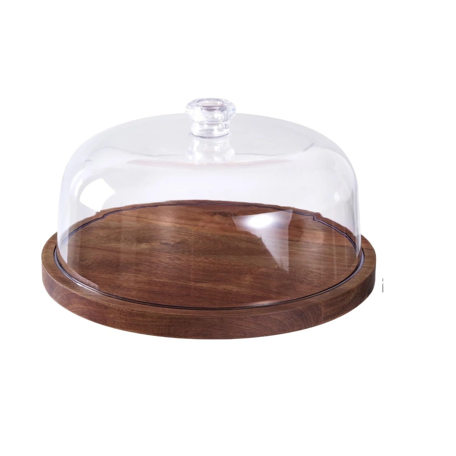 Support à gâteau en bois avec couvercle en verre et sans couvercle
