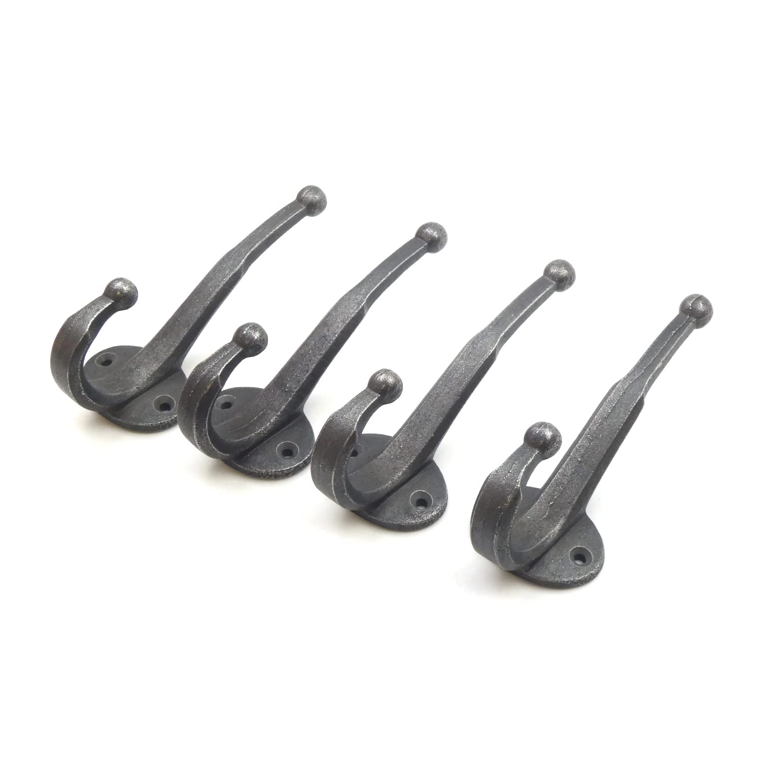 Oakcrafts Cast Iron Contemporary Coat Hook - Pack of 4 Hooks with Fixing Screws