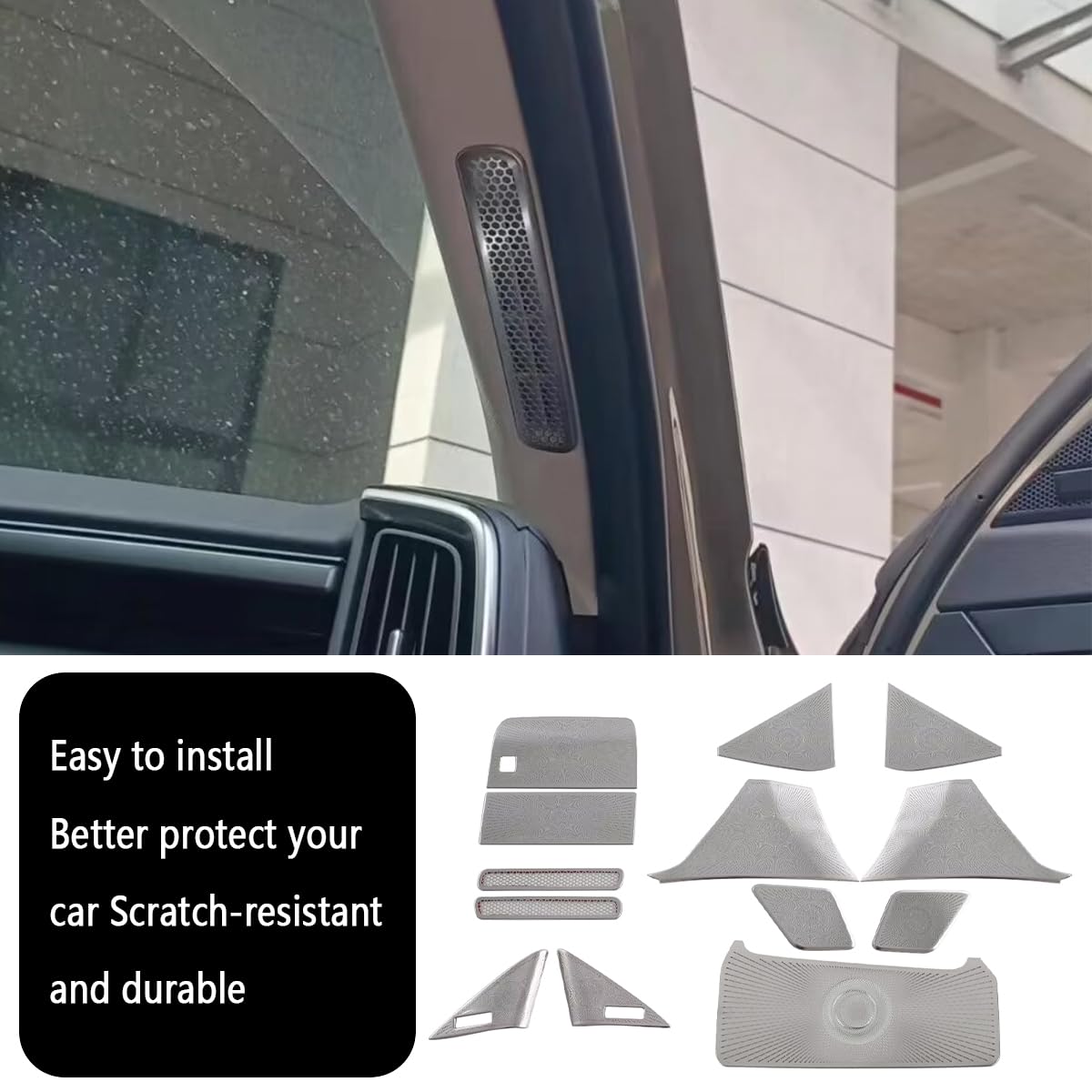 KELEIMAI Car Accessories Fit For Mazda CX50 CX-50 2023 2023 2025 Interior Car body & Door air outlet audio cover Trim (Silver Titanium) 13PCS Stainless Steel