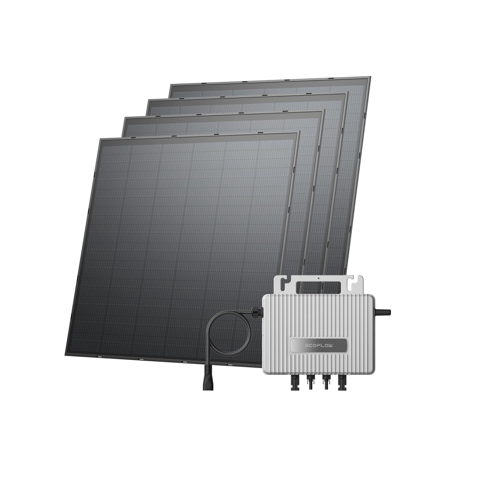 ECOFLOW STREAM Balkonkraftwerk 0% VAT, 800 W Mikro-Wechselrichter, 4 × 250 W PV Solarpanels, WLAN & App-Steuerung für Balkon, Garten, Dach, Wandmontage