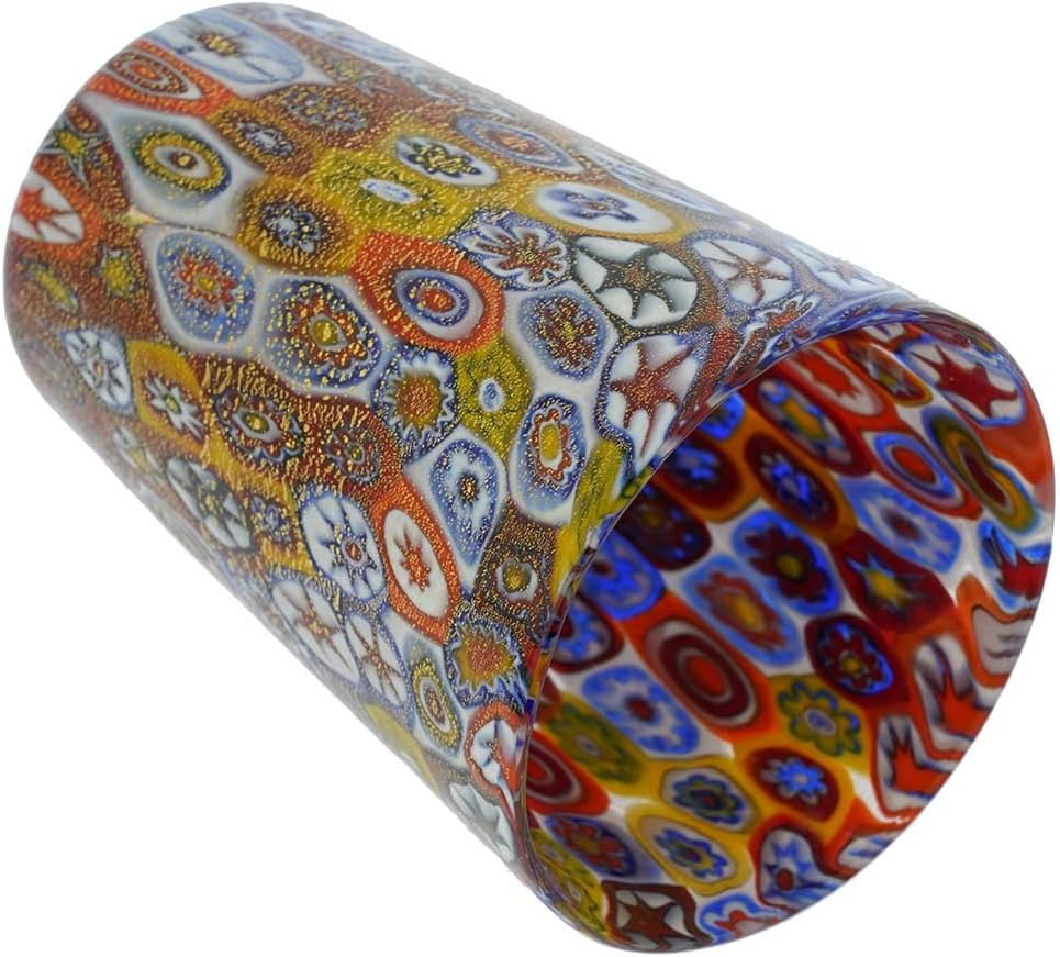 Glass Of Venice Murano Glass Tumbler - Golden Quilt Millefiori