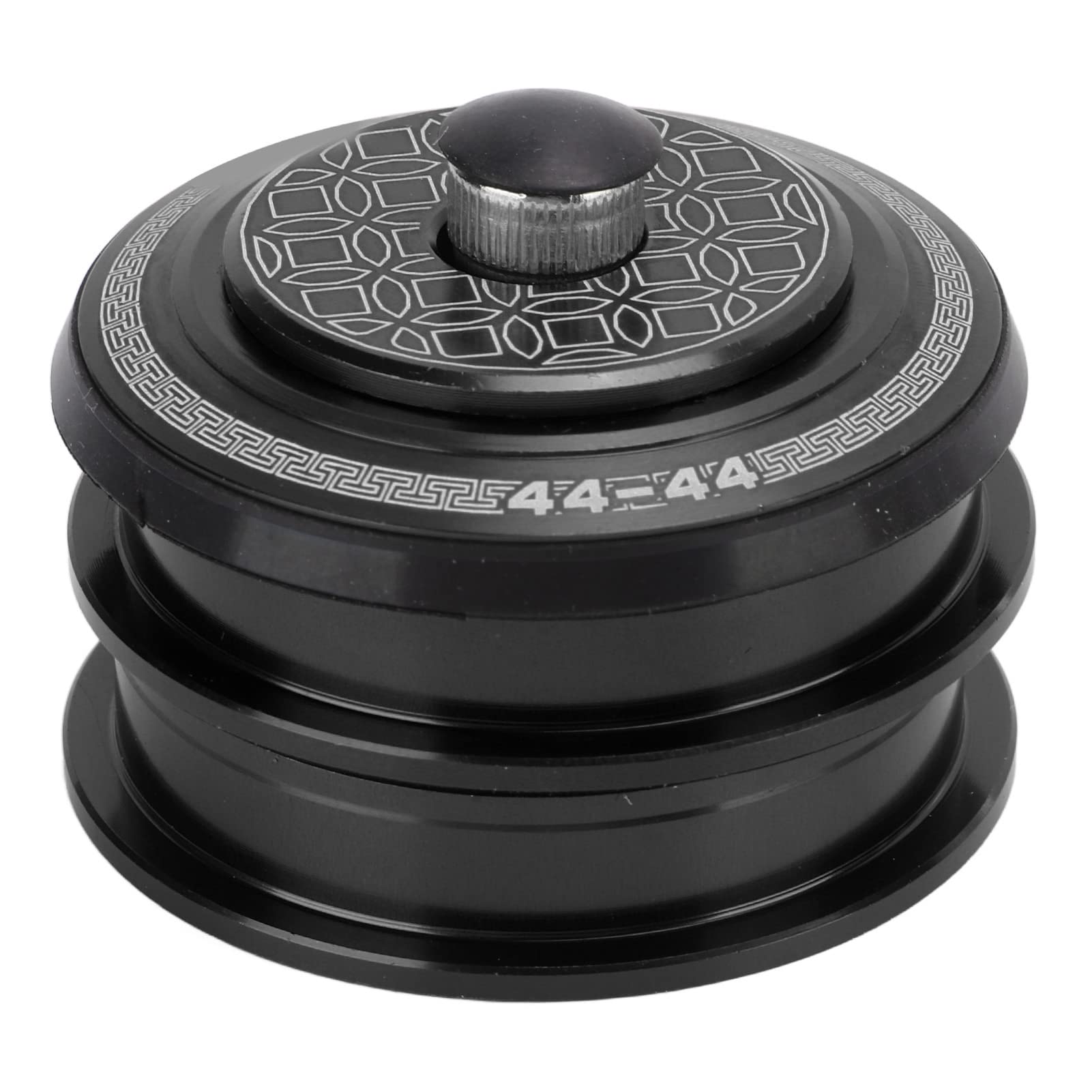 equlup Bike Headset, 44mm Double Bearings Steel Mountain Bicycle Headset Top Cap Bike Front Fork Stem BMX Bearing Nuts for Ordinary Straight Fork Tube (Black)