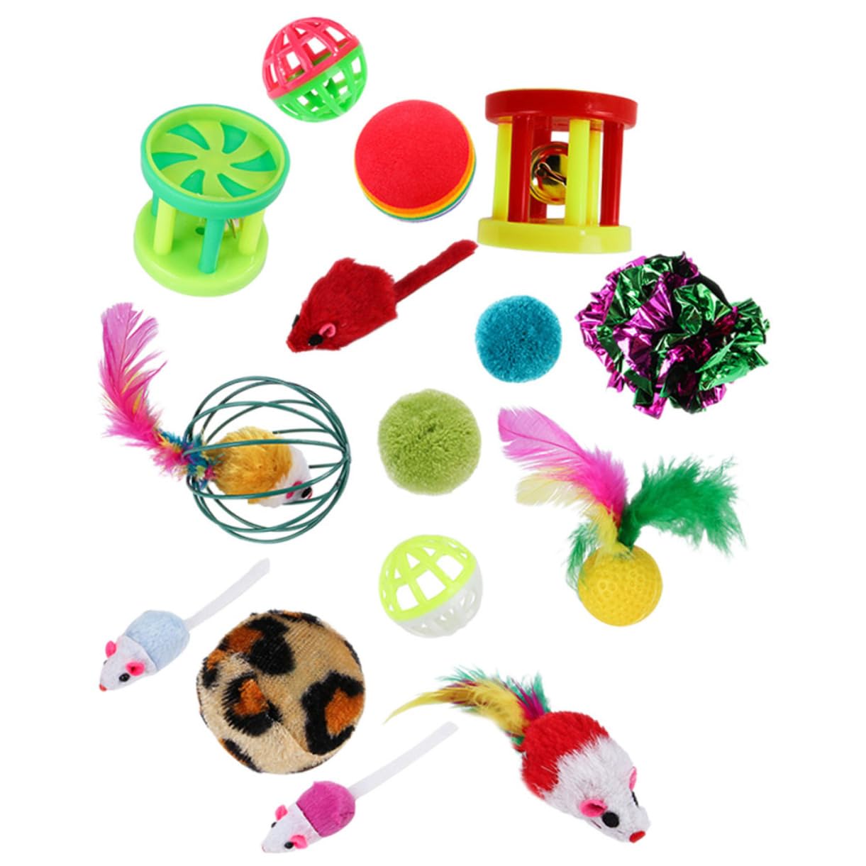 Happyyami 96stücke Teiliges Interaktives Katzenspielzeug Federn Und Glockenbällen Für Katzen Und Kätzchen Fördert Spiel Und Bewegung Schützt Möbel Und Sorgt Für Stundenlangen Spaß