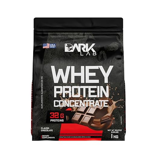 Whey Protein Concentrado Dark Lab, 1kg, Chocolate, Ganho de Massa Muscular