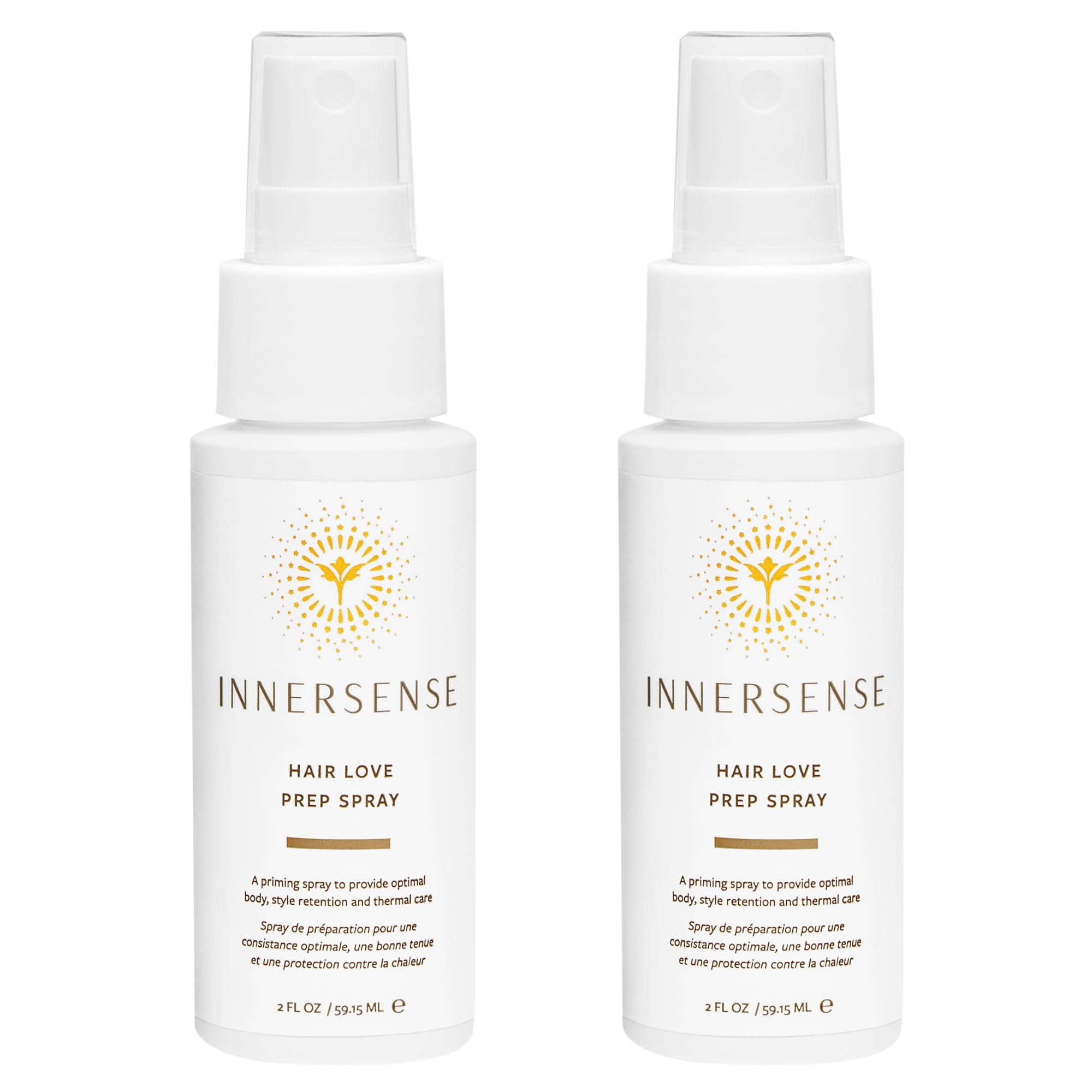 INNERSENSE Organic Beauty - Natural Hair Love Prep Spray | Thermal Care, Style Retention, Bodifying | Non-Toxic, Cruelty-Free, Clean Haircare (2 Pack - 2 fl oz | 59.1 mL each)