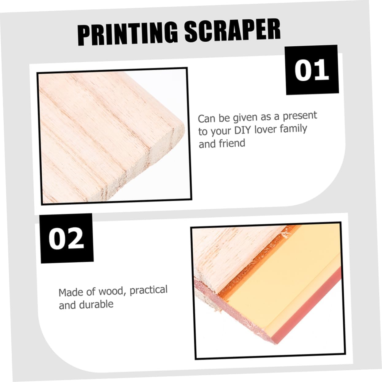 OSALADI 2Pcs Wooden Screen Printing Squeegee for Oil and Water-Based Inks Sturdy Ink Scratch Board for Artists for Screen Printing Projects