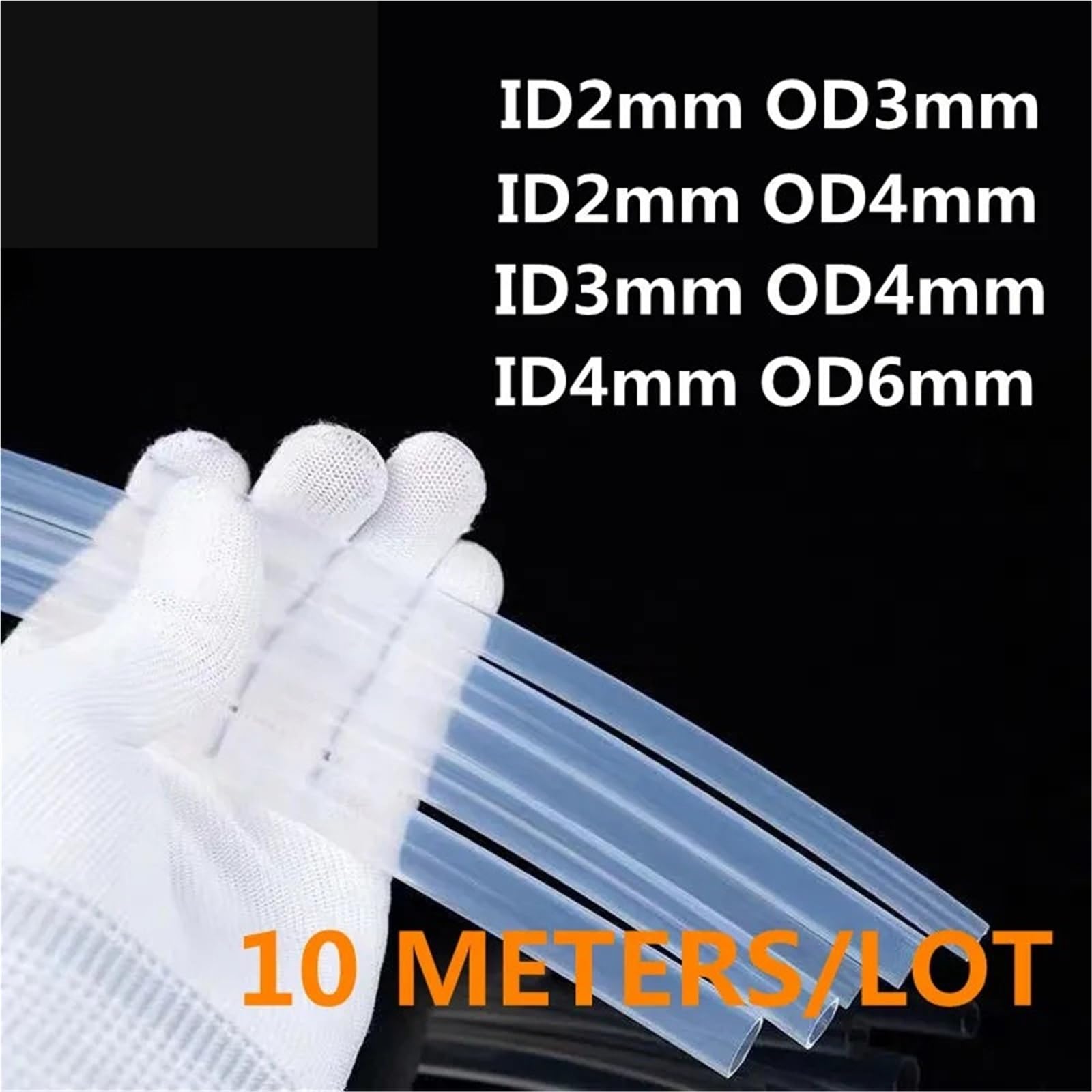 PTFE Tubo Garganta del extrusor con cabezal en J de 10 metros for filamento(Clear,ID4MM-OD6MM_10M)