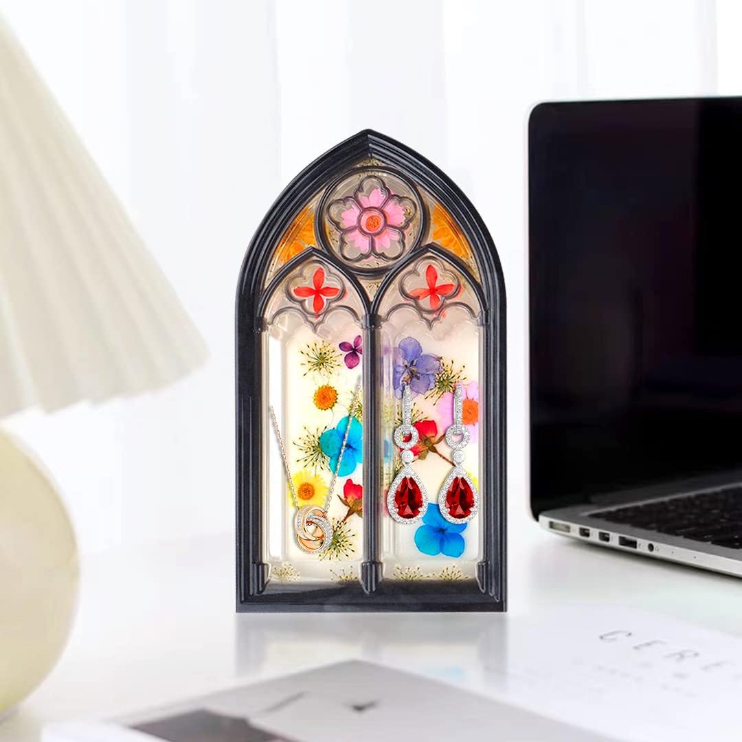 Epoxy Molds Church Window Storage Box Silicone Mould Soap Dish Resin Molds Rolling Trinket Tray Mold for Epoxy Resin Casting Candy Plate Jewelry Container Home Decoration (Box Mould B)