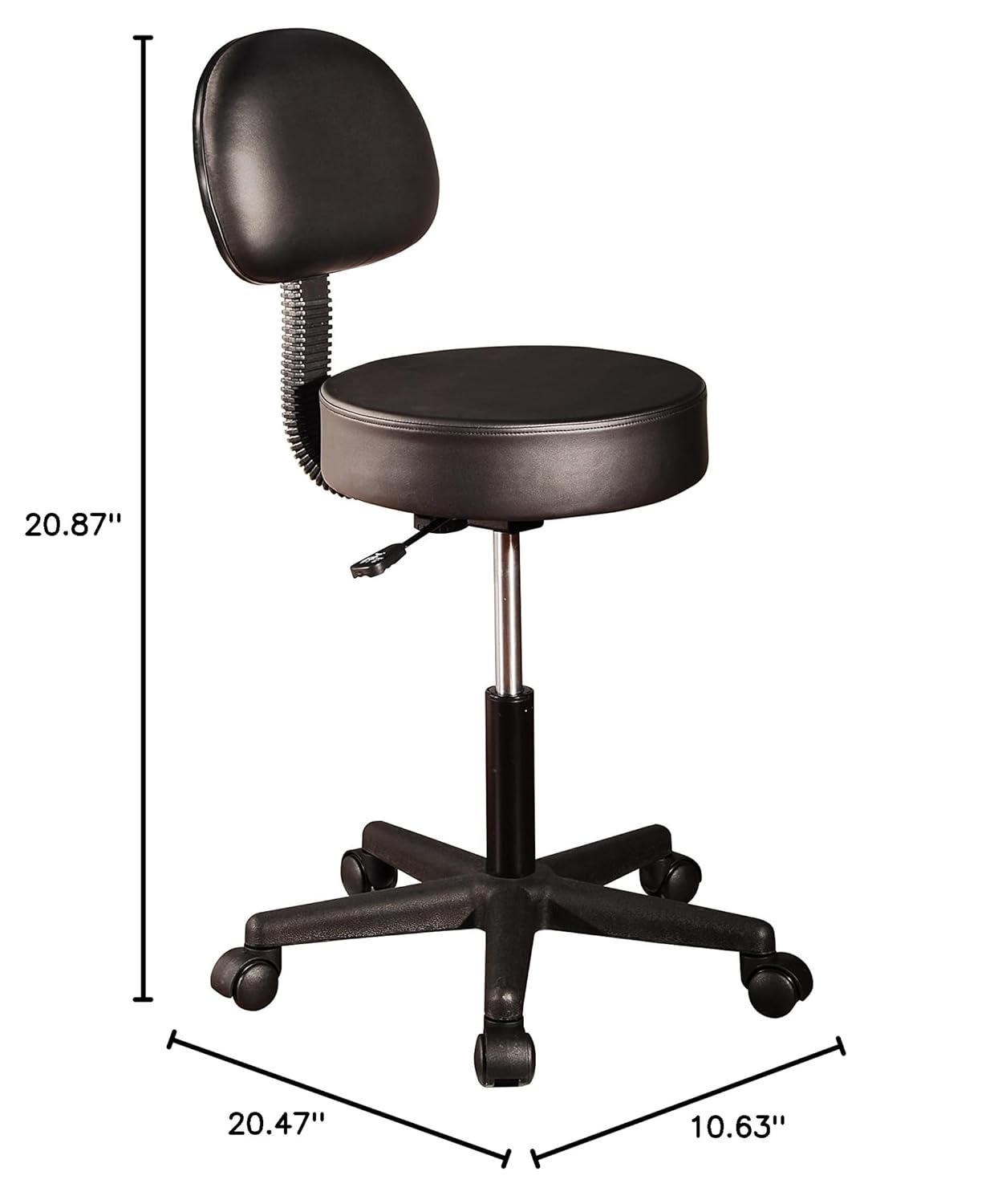 Master Massage Pneumatic Rolling Massage Stool with Backrest Black, 1count (D00145V)