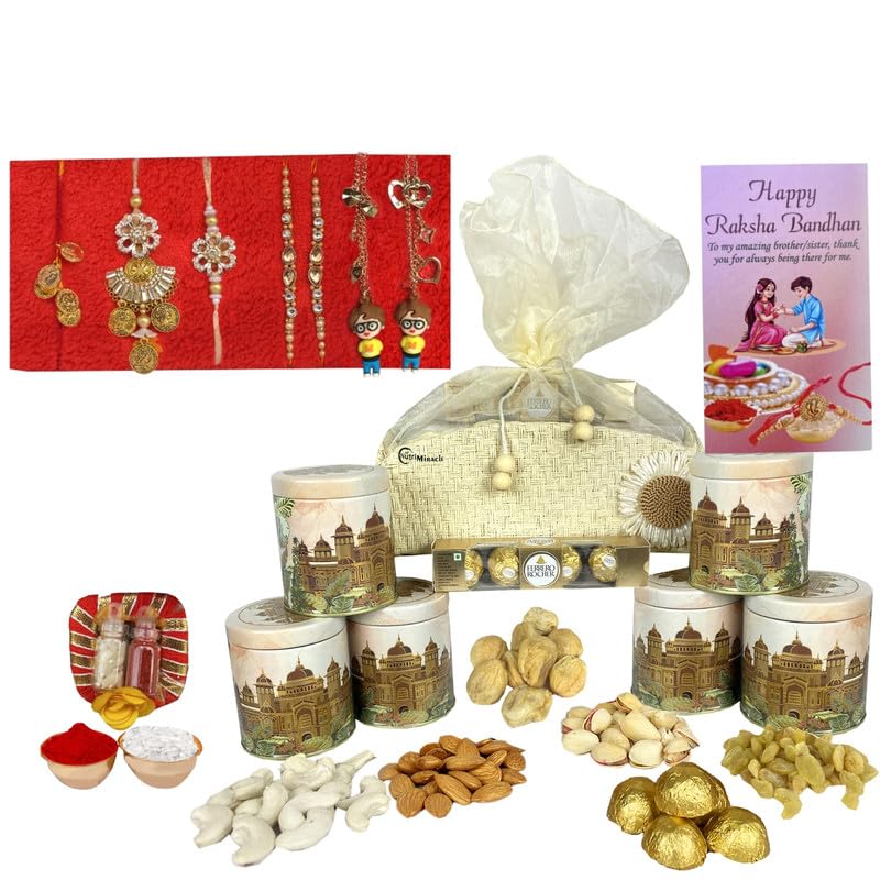 Image of NUTRI MIRACLE Rakhi Gift for Bhaiya Bhabhi - Nut Jar Combo for Rakshabandhan
