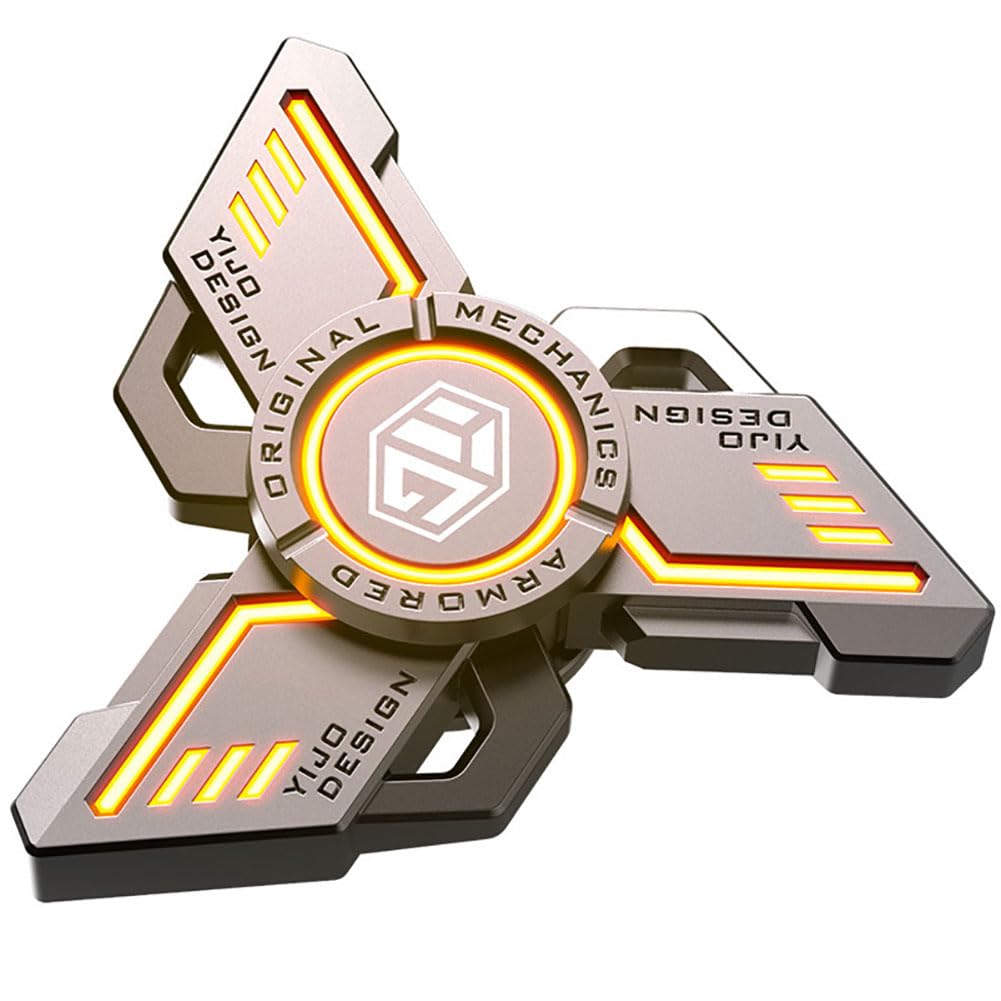 Luminoso Punta delle Dita Giroscopio Sollievo dallo Stress e Strumenti Anti-ansia, Giocattoli Sensoriali Fidget, Spinner Mano Giocattoli Regali (C,Arancione)