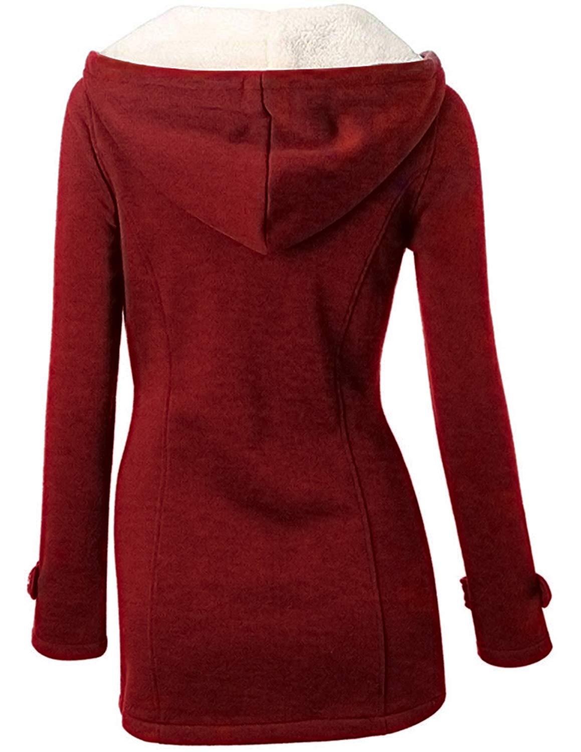 GHYUGR Abrigos con Horn Botones Mujer Invierno Elegantes Slim Chaqueta con Capucha Lana Capa Jacket Sudadera Pullover Outwear Parka