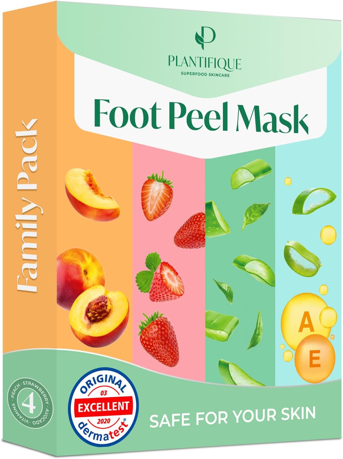 PLANTIFIQUE Foot Peeling Mask 4 Pack | Dermatologically Tested Repairs Heels & Removes Dry Dead Skin for Baby Soft Feet | Exfoliating Foot Peel Mask for Dry Cracked Feet