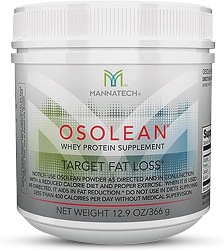 Proteína en polvo, Mannatech OsoLean (lata) Suplemento de proteína de suero de leche de 12.9 onzas, construye y mantiene el músculo magro. Combate