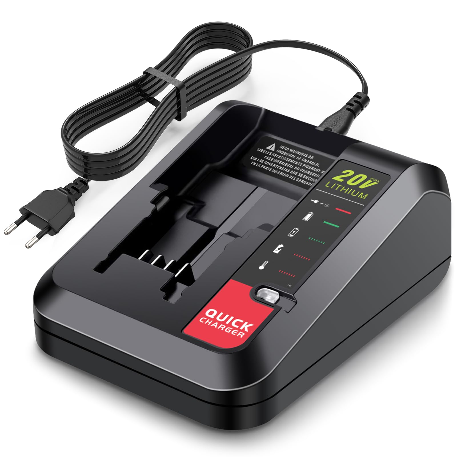 ASUNCELL Cargador de batería de ion de litio de 2 A, compatible con batería de litio Black+Decker, cargador rápido de 18 V