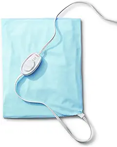 Sunbeam Heating Pad for Back, Neck, and Shoulder Pain Relief with Sponge for Moist Heating Option, 12 x 15", Blue