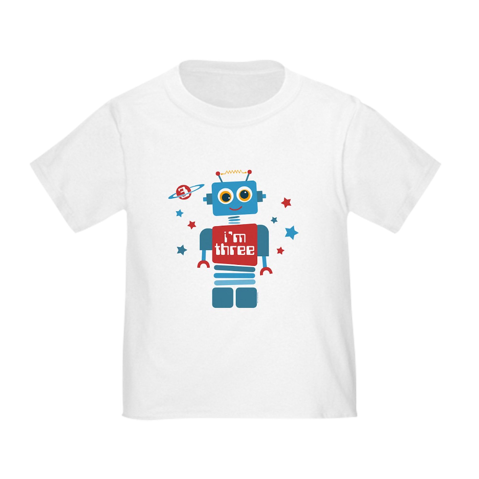 CafePress Robot 3Rd Birthday Toddler T Shirt Toddler Graphic Tee, 100% Cotton White