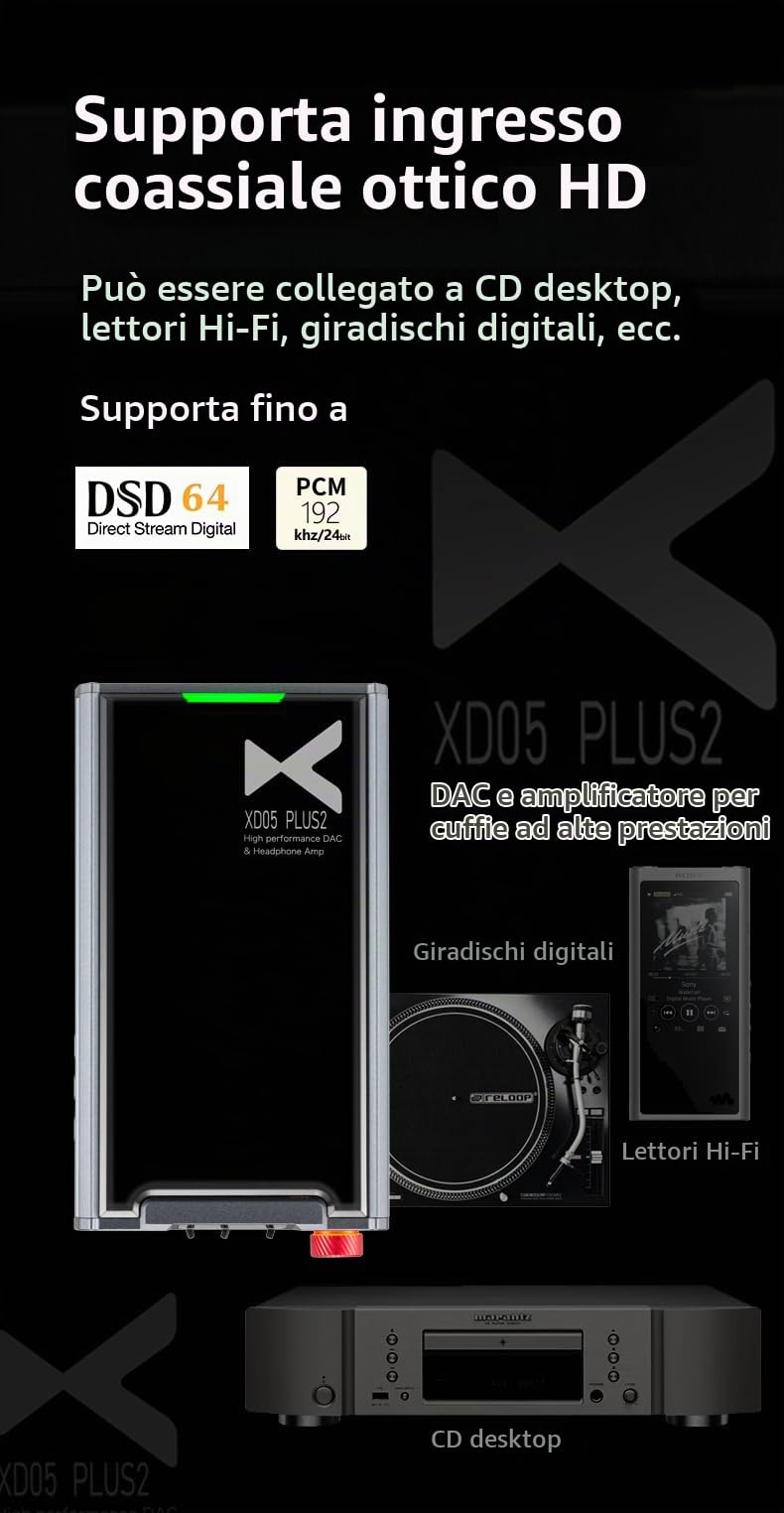 XDUOO XD05 Plus2 Amplificatore per cuffie portatile ad alta fedeltà DAC Bluetooth 5.1