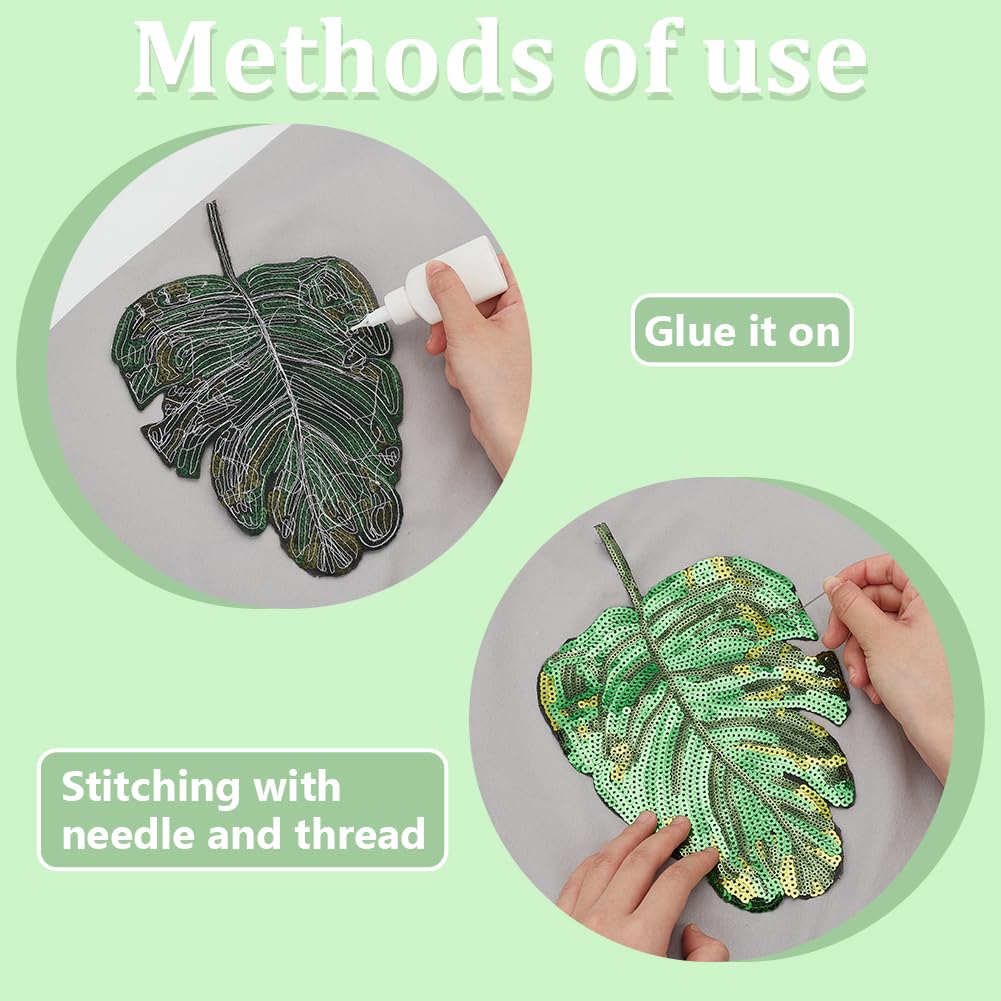 Toppe Ricamate A Forma Di Foglia Con Paillettes - 1 Paio Per Cucito Su Jeans E Vestiti - Foto 9