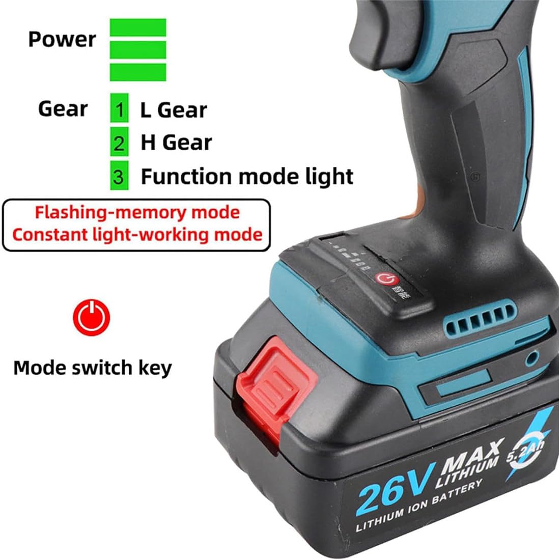 Herramienta Remachado De Tuercas Inalámbrica, Máquina Tuercas De Remachado Eléctrica Automática 21V con Batería, Pistola De Tuercas De Remache Automática, con Luz LED 1Battery-5200mAh