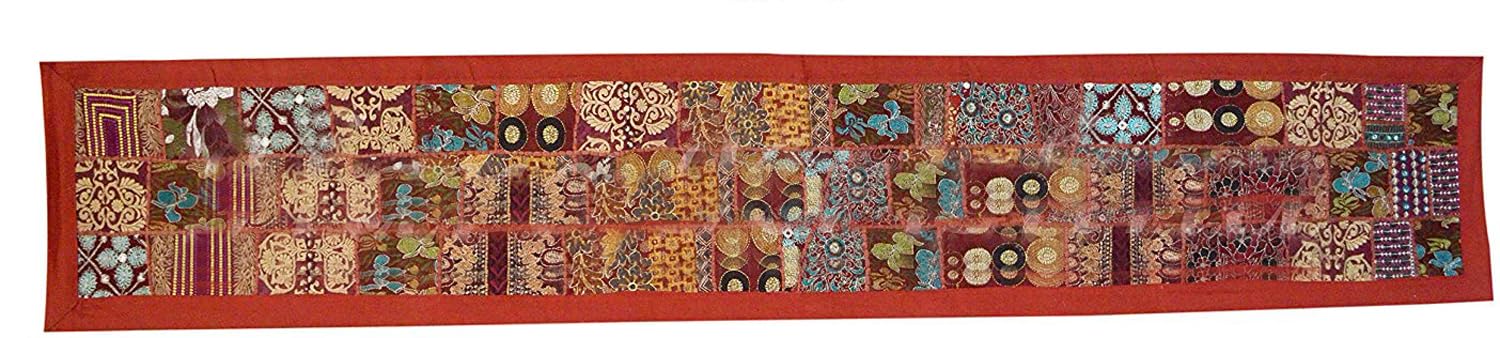 Camino de mesa de retazos indios, mantel rectangular de algodón, manteles bordados, camino de mesa de comedor, decoración de mesa central