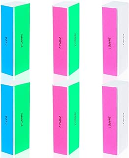 4-Way Nail Buffer Block (6 Pcs), Nail Files Buffers Square Sponge Nails Buffer Block Grit Polishing Blocks Nails Shine Buffers for Smoothing Home Salon Use