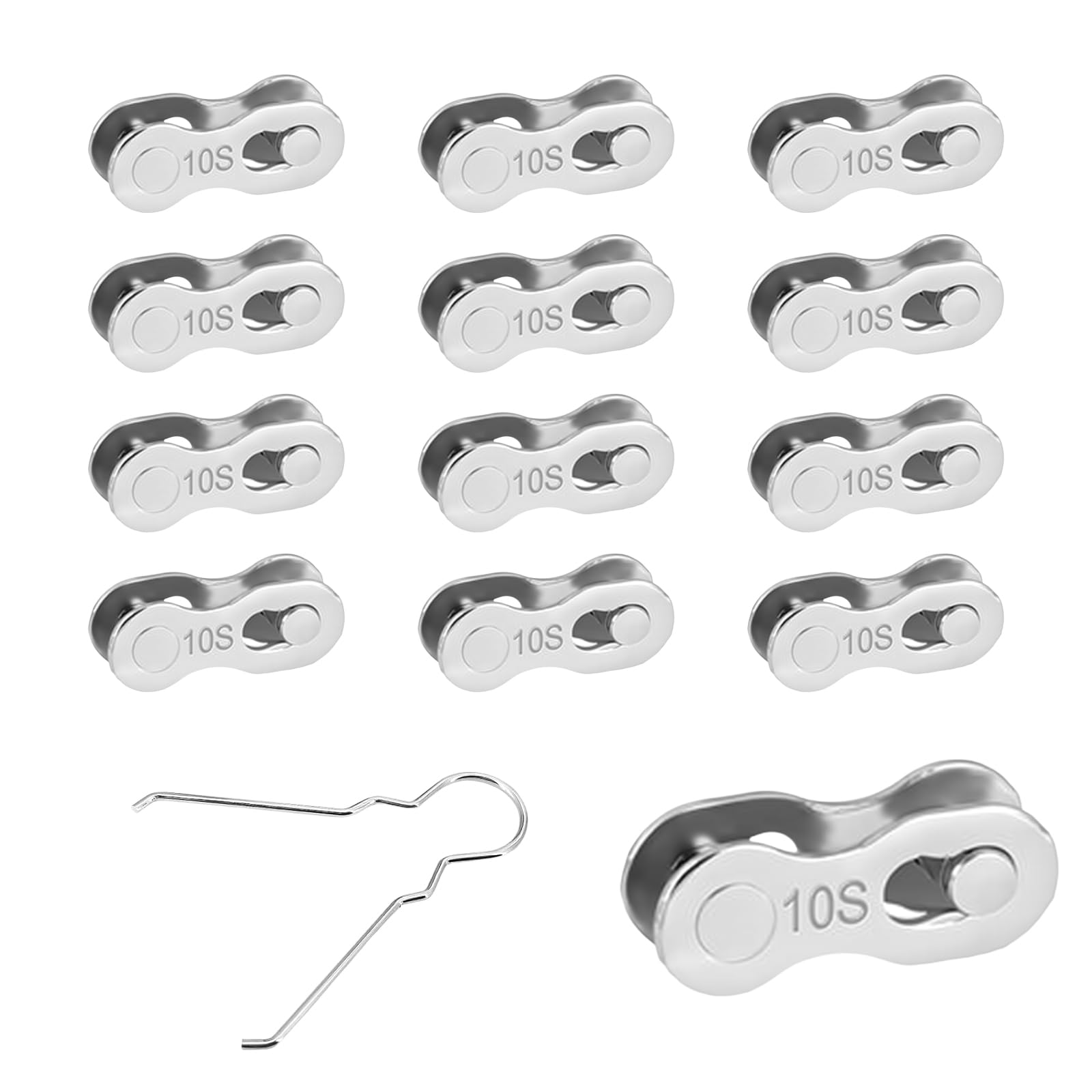 12 Pairs Bicycle Missing Link, 10 Speed Bike Quick Chain Links Quick Release Bicycle Chain Link with Repair Tool Reusable Steel Magic Buckle for Bike Chains