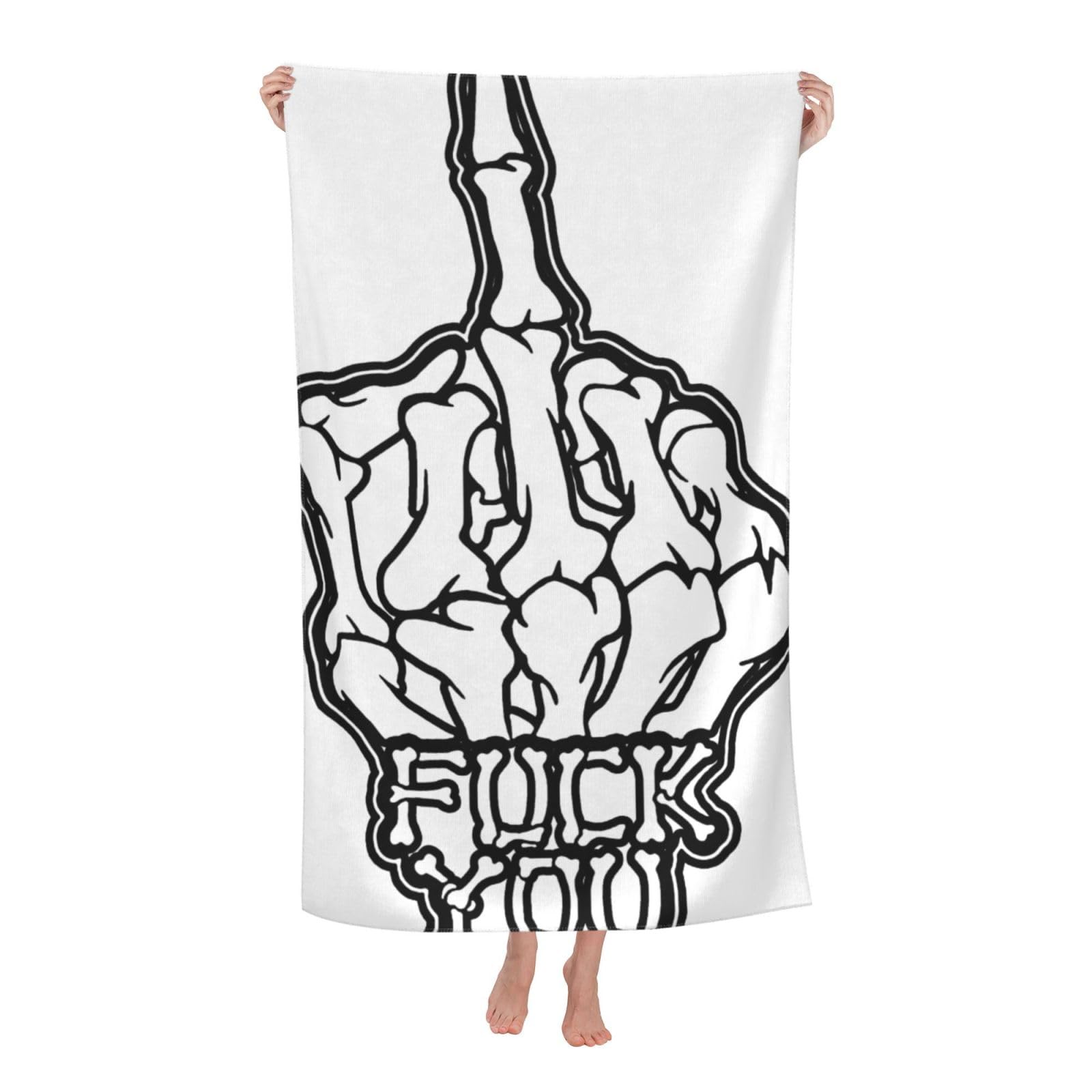 LSRCPD Beach TowelYou Skeleton Middle Finger Microfiber Beach Towels Blanket Oversized Tropical Big Extra Large XL Pool Towels Quick Dry Sandproof for Women Girls Kids