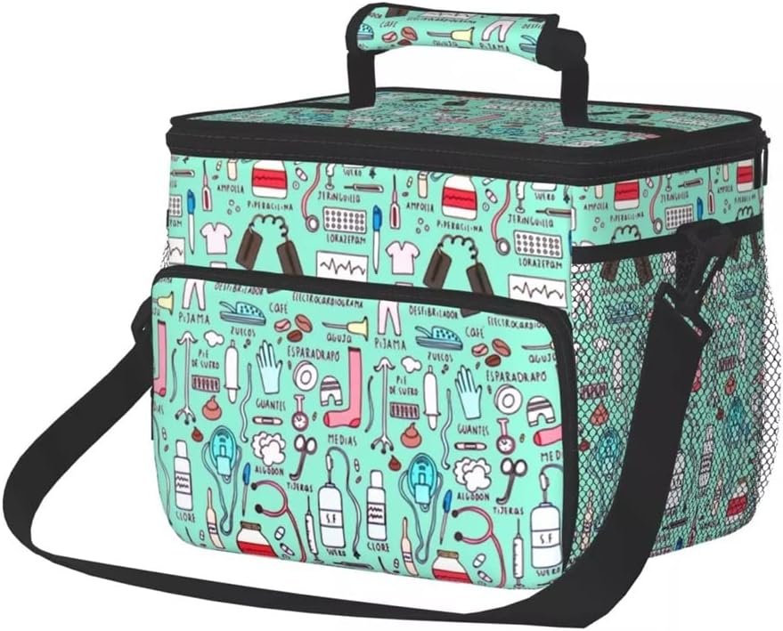 Large Capacity Picnic Bag Insulated Lunch Bag Women Print Food Case Portable School Bento Fruits Fresh Storage Pouch (Color : Color 6, Size : 14x26x28cm) (Color 3 14x26x28cm)
