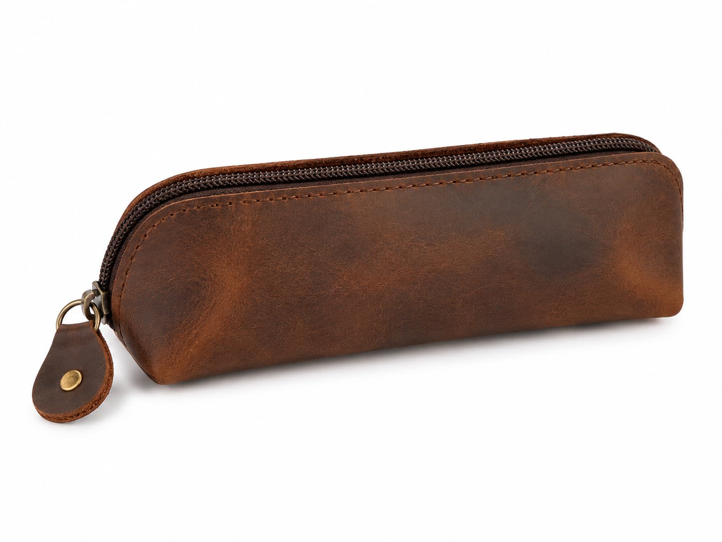 Pencil Case for Men & Women, Handmade Genuine Leather Pen Pouch with Zipper, Durable Stationery Organizer for School, Office & Travel (Vintage)-image-42