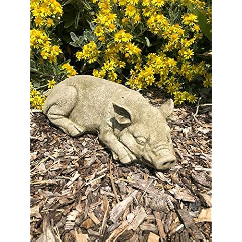 Sleeping Farm Pig Stone Statue Garden Ornament Cover