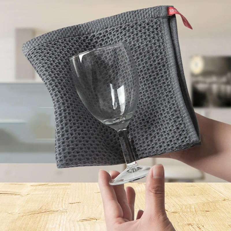 Set di 5 strofinacci da cucina in cotone assorbente, trama a nido d'ape, asciugamani traspiranti